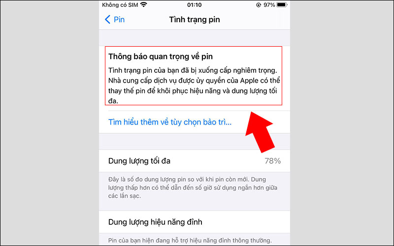 Thông báo quan trọng về tình trạng pin bị chai